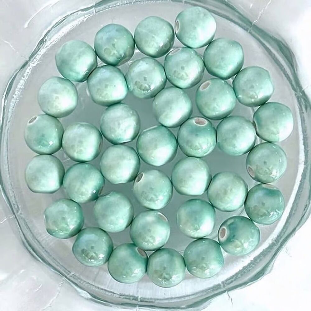 25pcs Beads for Jewelry #18974 Pastel Green Porcelain Bead